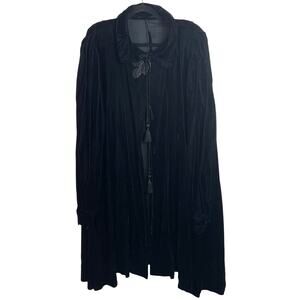 Vintage Black Velvet Women's Coat Large XL Velour Evening Cape